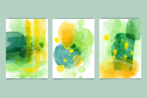 Vector abstract watercolor shapes cover collection