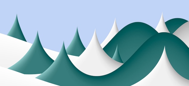 Abstract winter season wavy background 3d layers landscape