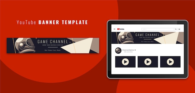 Abstract youtube banner template flat style