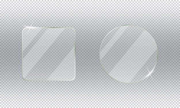 Vector acrylic or glass plates with reflection effect for mockup on a transparent background