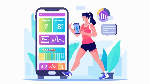 Vector active lifestyle and fitness application concept