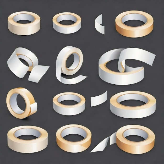 Vector adhesive tape vector set white background isolated