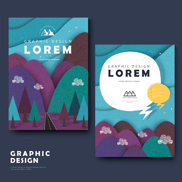 Adorable brochure template design with mountains around