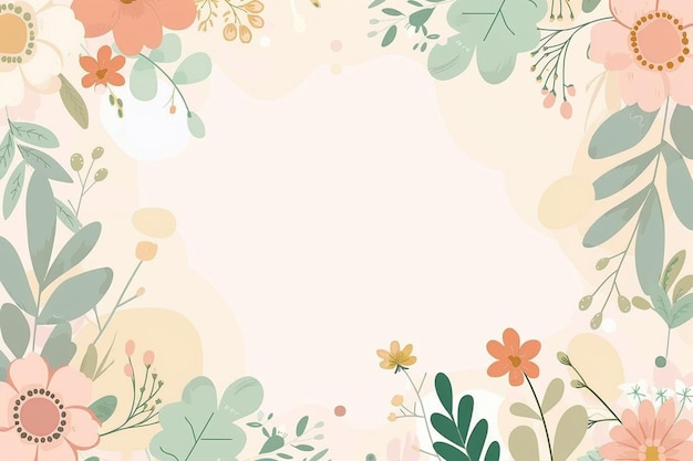 Vector adorable cartoon frame border vector background with flowers