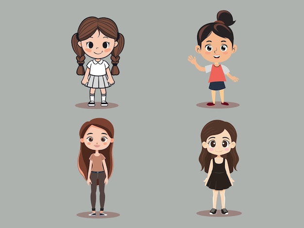 Vector adorable cartoon girl