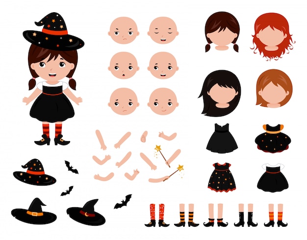 Adorable little witch paper doll set