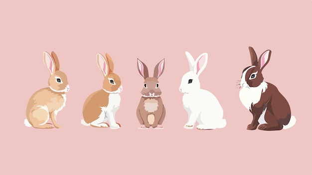 Vector adorable rabbit grafische elementen collectie