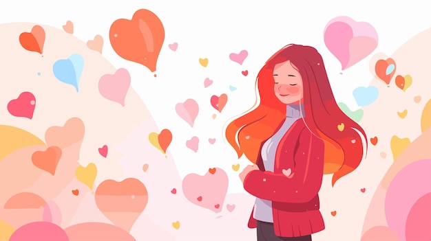 Vector adorable redhead girl in casual clothing