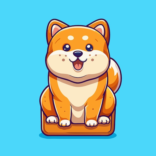 Vector adorable shiba inu dog shaped cartoon bread icon