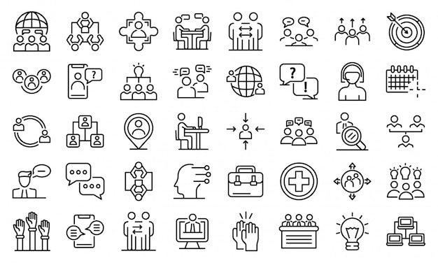 Advice icons set, outline style