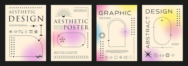 Vector aesthetic gradient y2k posters abstract background