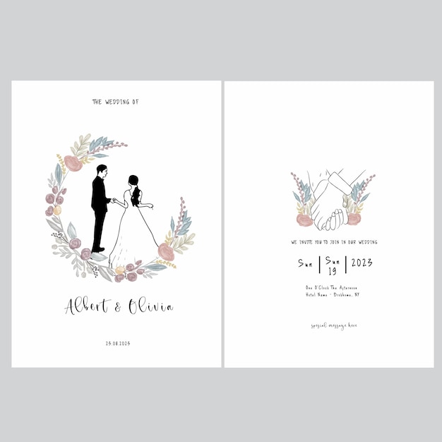 Vector aesthetic wedding design korean style simple for wedding card wedding invitation