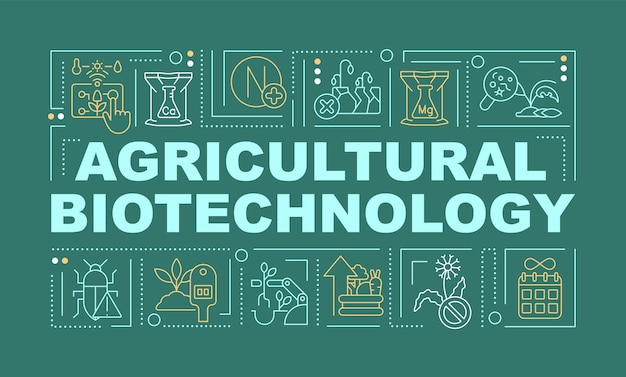 Agricultural biotechnology word concepts dark green banner
