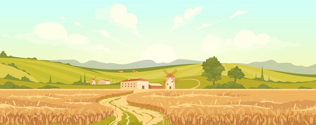 Agricultural field flat illustration