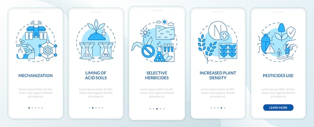 Agricultural productivity sources blue onboarding mobile app screen