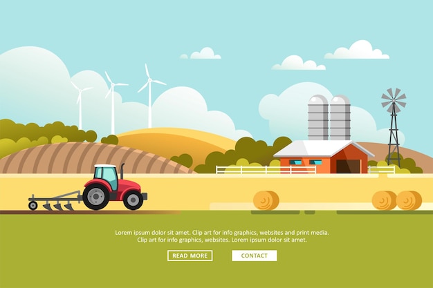 Agriculture and Farming. Agribusiness. Rural landscape. Design elements for info graphic, websites and print media. illustration.