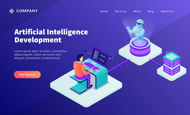 Ai artificial intelligence development concept with programmer develop robot