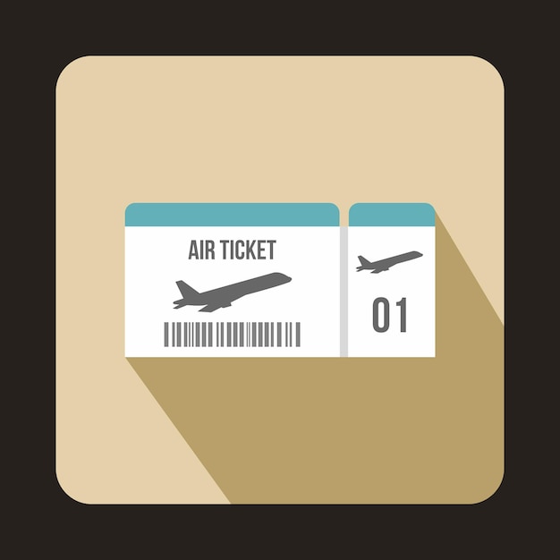 Vector airline boarding pass ticket icon in flat style isolated with long shadow