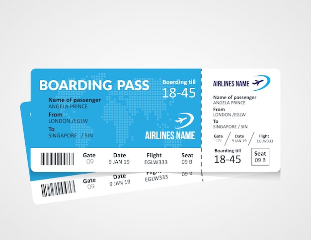 Airline boarding pass ticket template