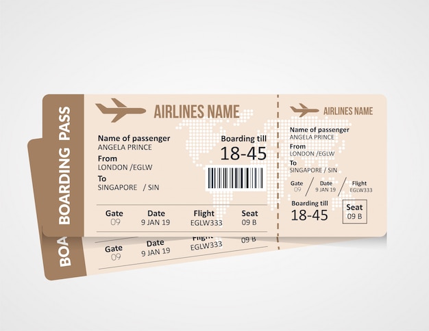 Vector airline boarding pass ticket template