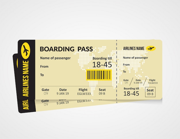 Airline boarding pass ticket template