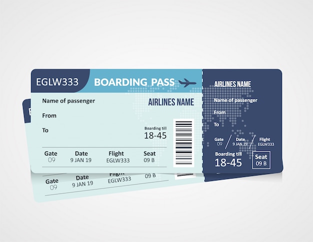 Airline boarding pass ticket template