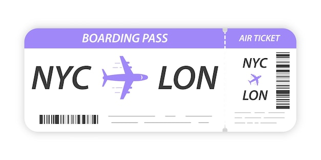 Vector airline boarding pass ticket. ticket blank. plane ticket template.