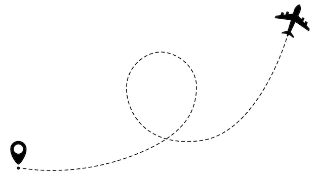 Vector airplane line path routes travel vector icon travel from start point and dotted line tracing