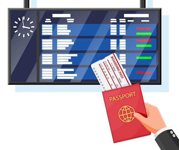 Airport Board Hand with Passport Boarding Pass