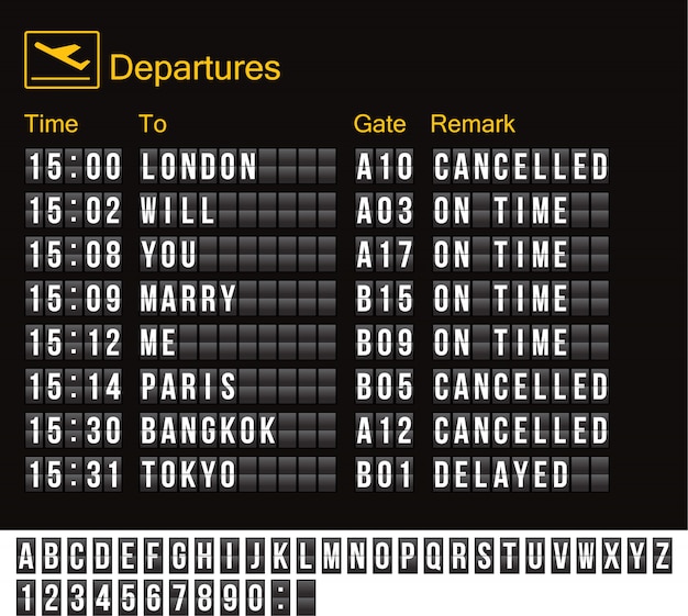 Vector airport board isolated