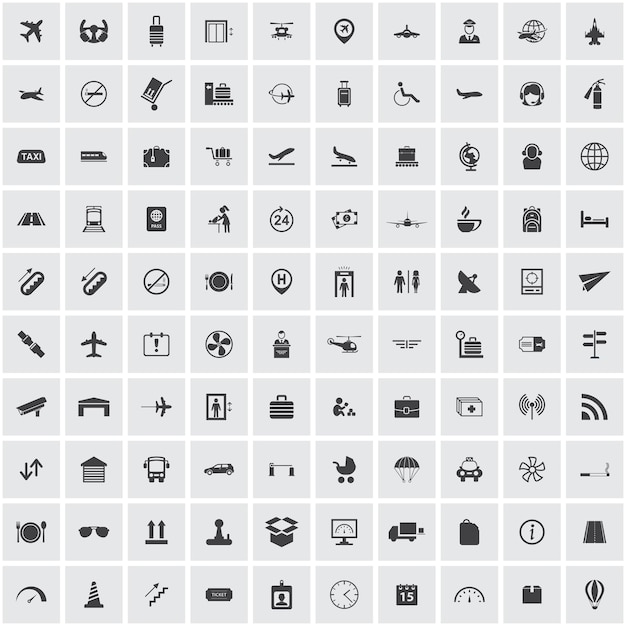 Vector airport icons set