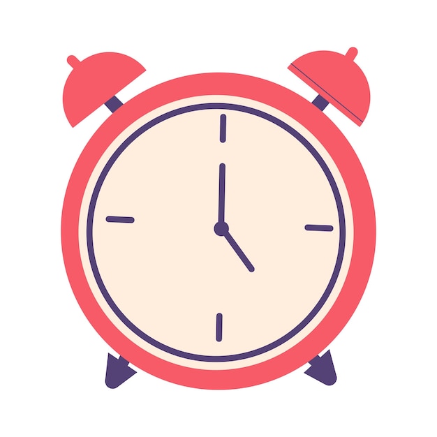 Vector alarm clock wakeup time isolated on background in flat style