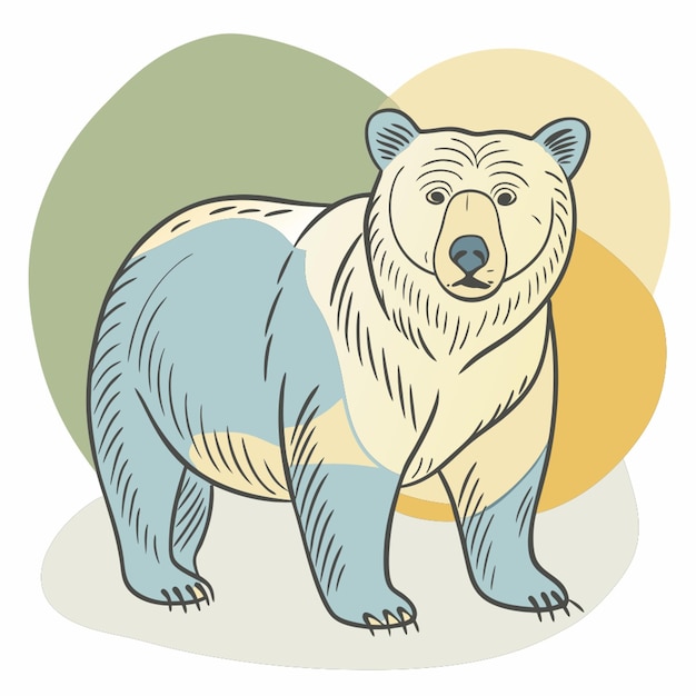 Vector alaskan grizzly bear on white background vector illustration line circuit