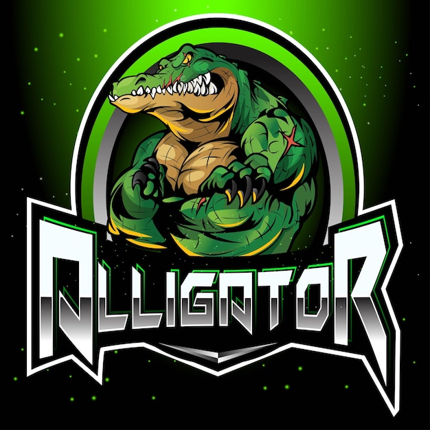 Vector alligator esport gaming mascot logo design