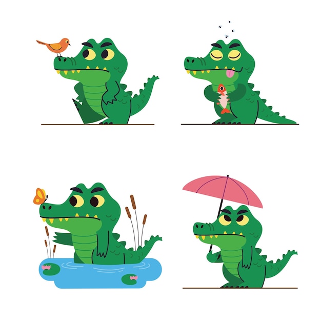 Alligator Mascot Vector Set