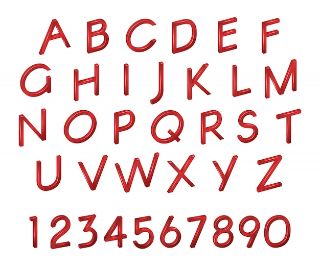 Alphabet, numbers, font isometry