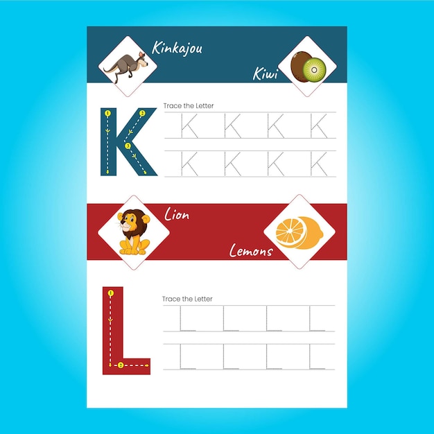 Alphabet tracing worksheet for kids