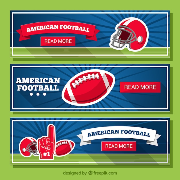 Vector american football banners in retro design