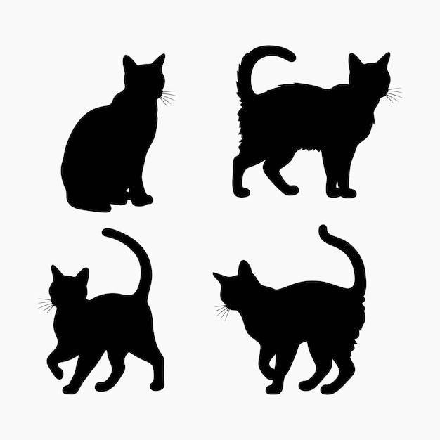 Vector american shorthair cat silhouette vector set dieren illustratie sjabloon