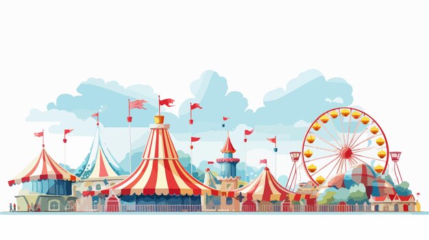 Vector amusement park car vector flat style illustration