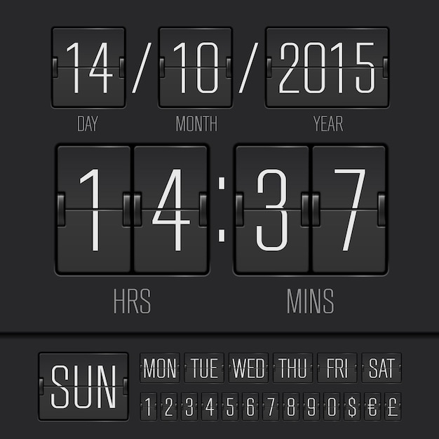 Analog black scoreboard digital week timer