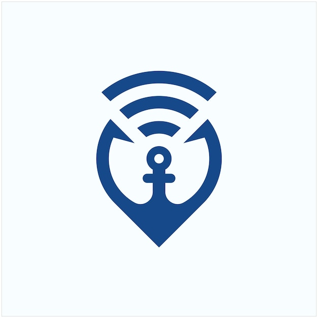 Anchor map wifi logo design