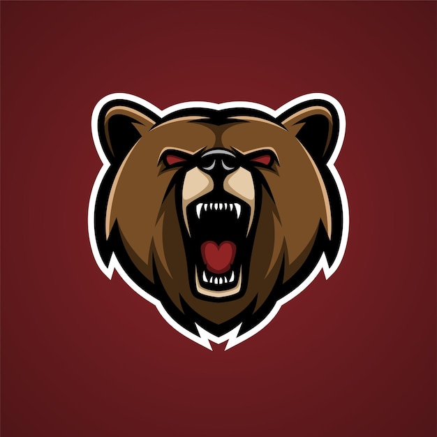 Angry Bear Head Mascot Logo Vector Illustration Design Animals Mascot logo