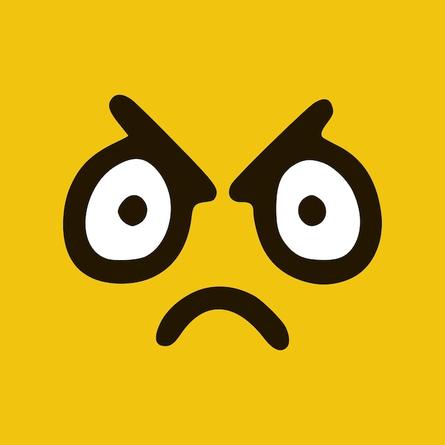 Angry emoticon in doodle style yellow background Vector Illustration