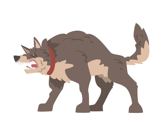 Vector angry furious dog baring its teeth vector illustration