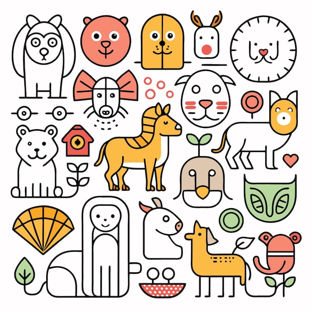 Vector animal doodle line icon