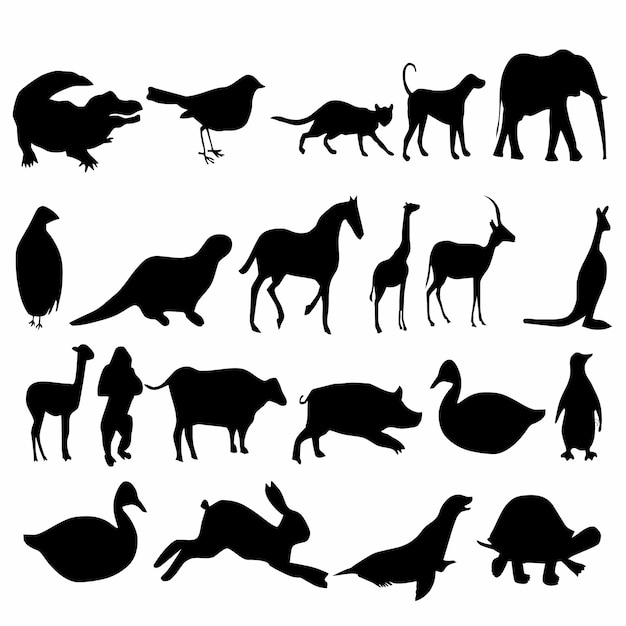 Vector animal silhouette black vector