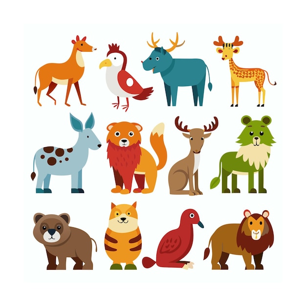 Animal and Wildlife Icon Set Vector Illustration