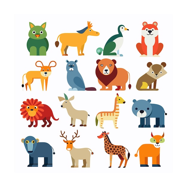 Vector animal and wildlife icon set vector illustration