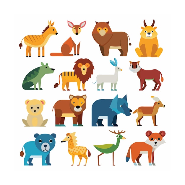 Animal and Wildlife Icon Set Vector Illustration